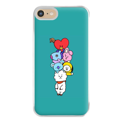 Green BT21 - RJ, Mang, Koya, Chimmy, Cooky, Shooky, Tata - K Pop Phone Case