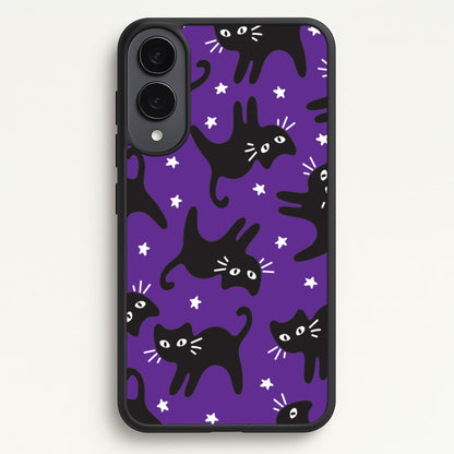 Cartoon Black Cats And Stars Pattern Galaxy S25 Edge Case