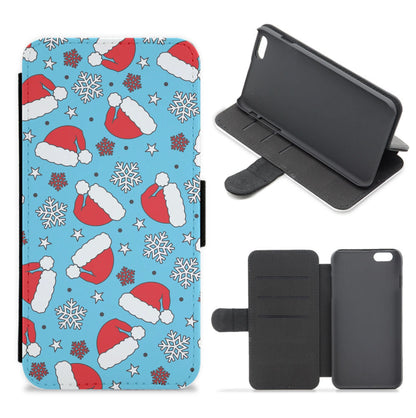 Blue Snow Pattern Flip / Wallet Phone Case