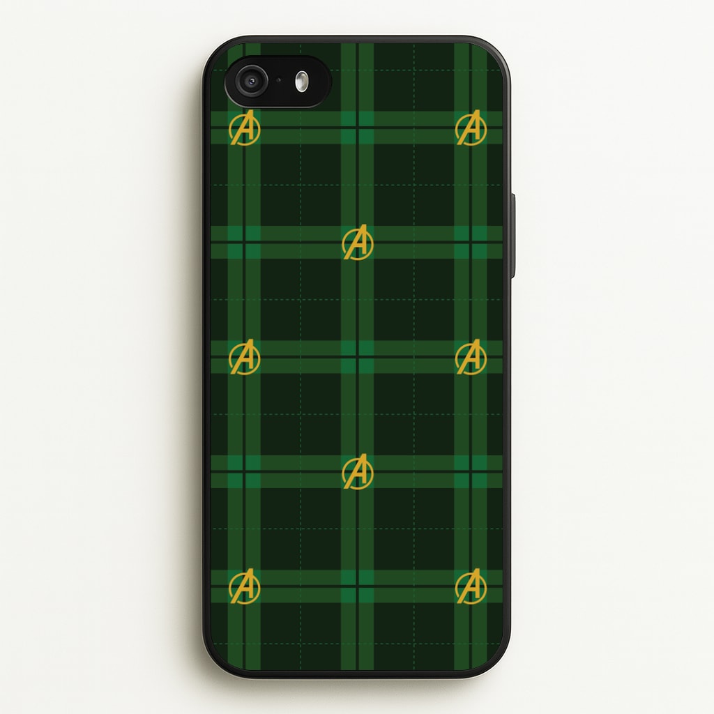 Superhero Team Green Tartan Pattern iPhone 5 / 5s / SE 2016 Case