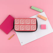 Square Abstract Flowers Pink Pencil Case 3