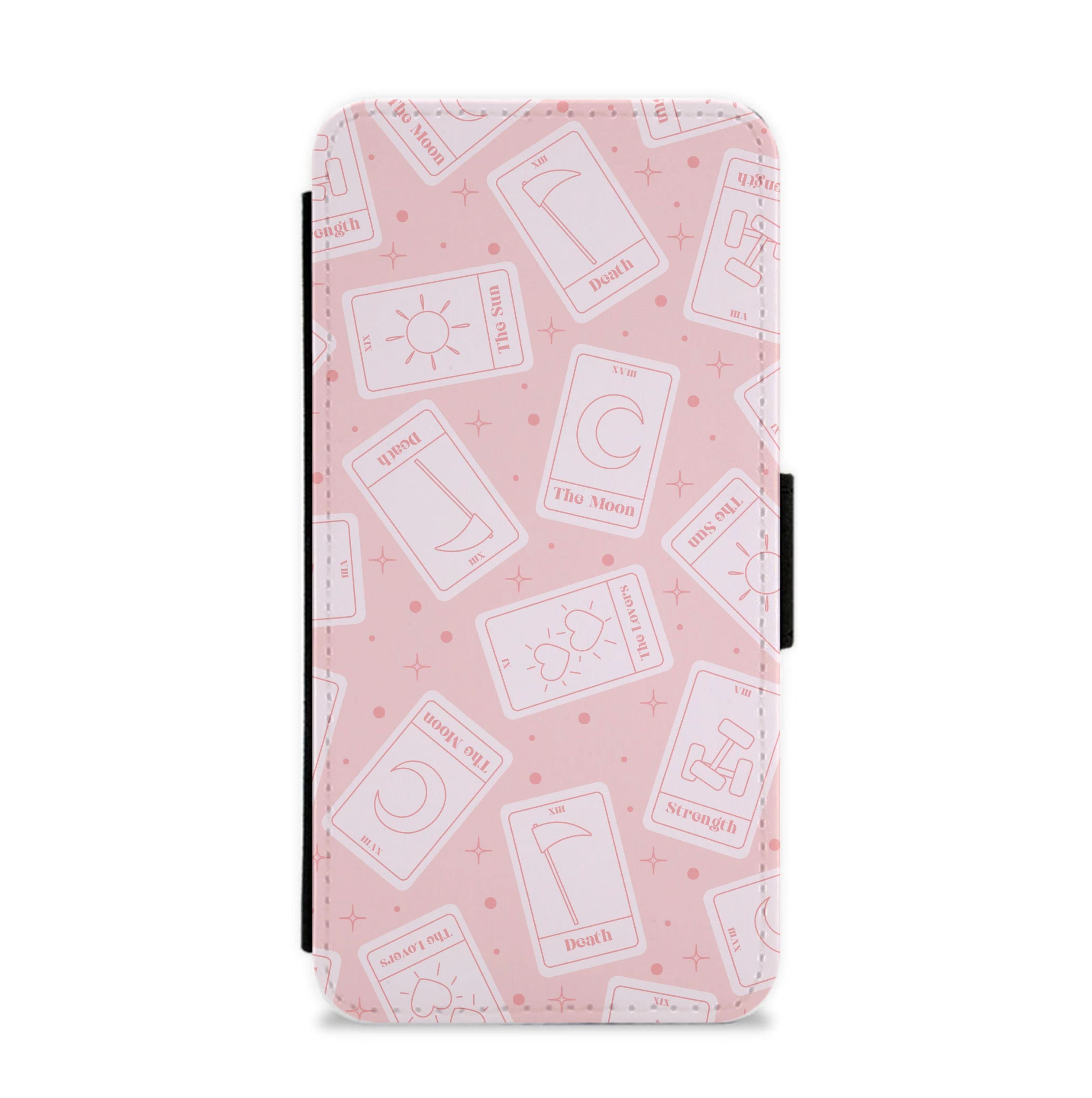 Pastel Pink Tarot Cards Pattern Flip / Wallet Phone Case
