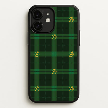 Superhero Team Green Tartan Pattern iPhone 11 Case