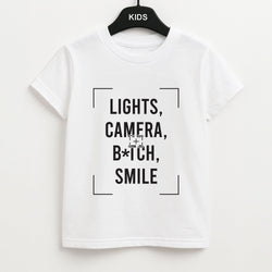 Lights, Camera, B*tch, Smile Kids Unisex T-Shirt