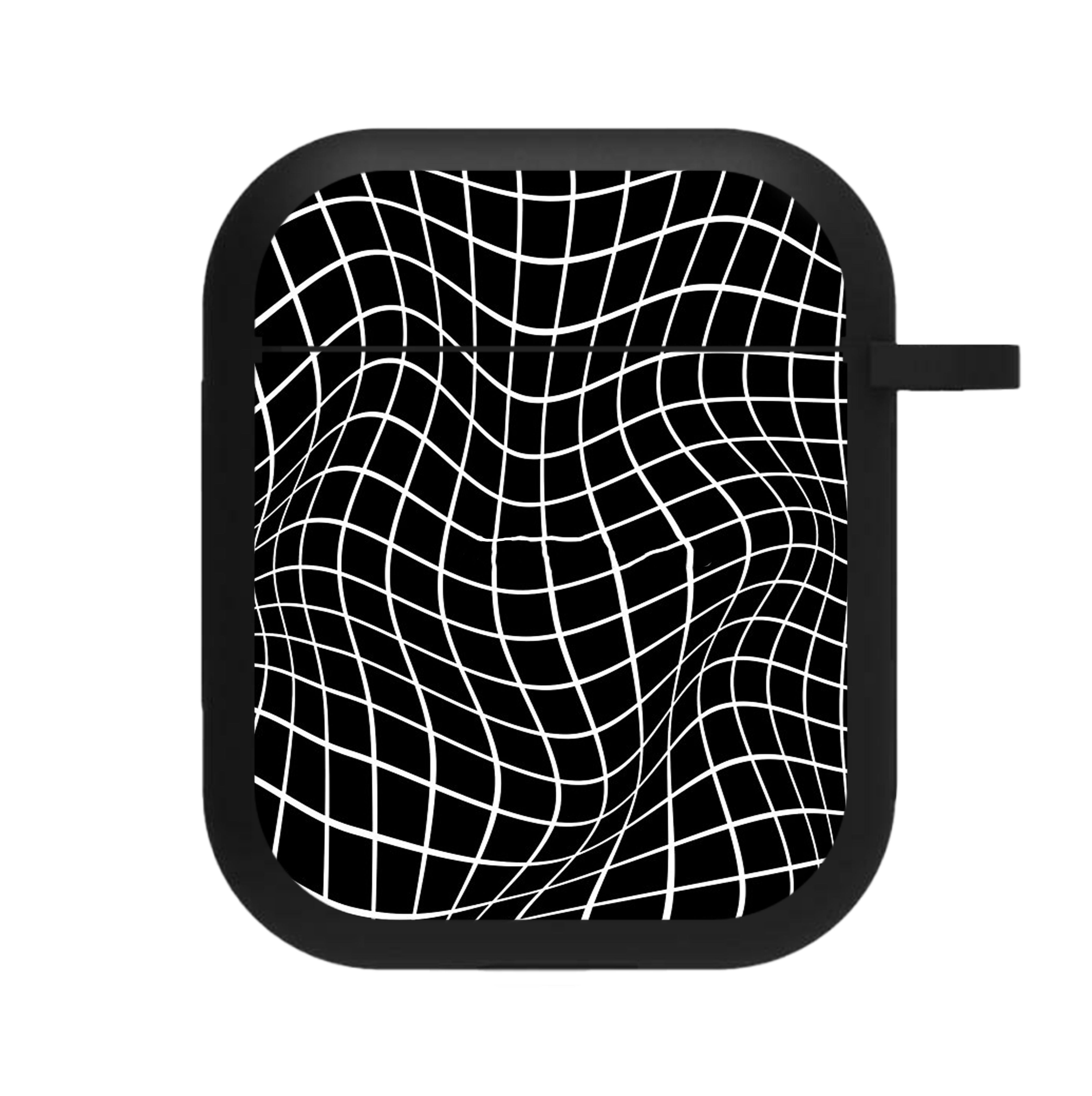 Black Wavy Grid Pattern AirPods Case