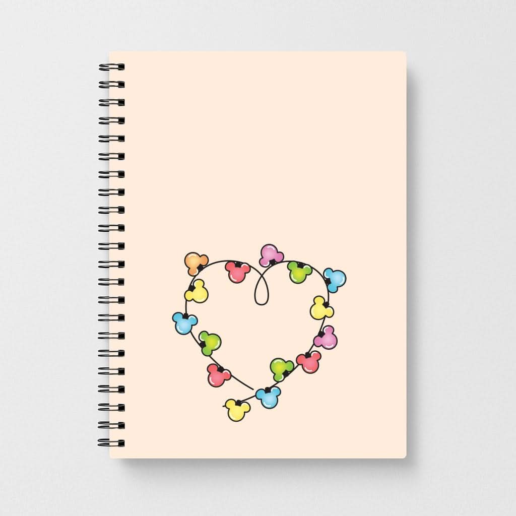 Cartoon Mouse Christmas Fairylights Heart Notebook