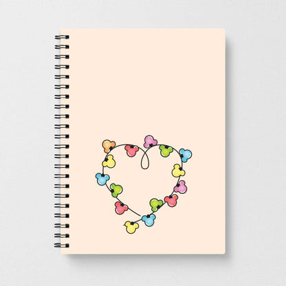 Cartoon Mouse Christmas Fairylights Heart Notebook
