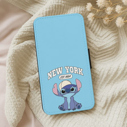 New York Blue Alien Leather Phone Case