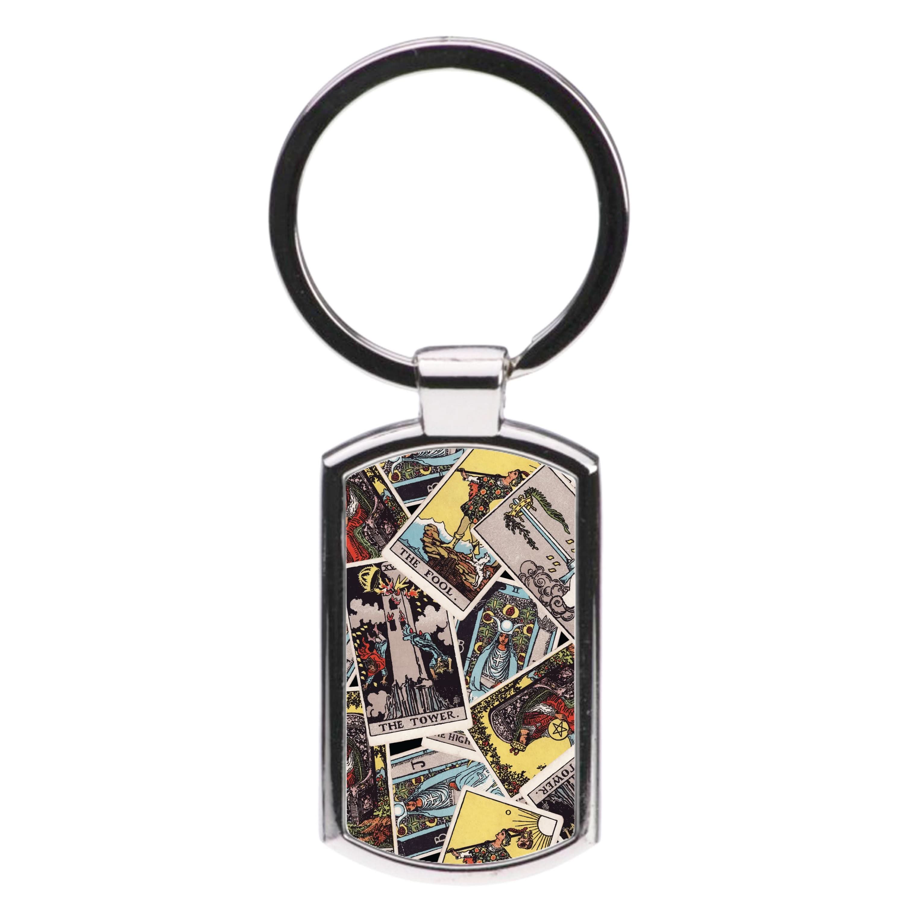 Tarot Cards Collage Pattern Luxury Keyring