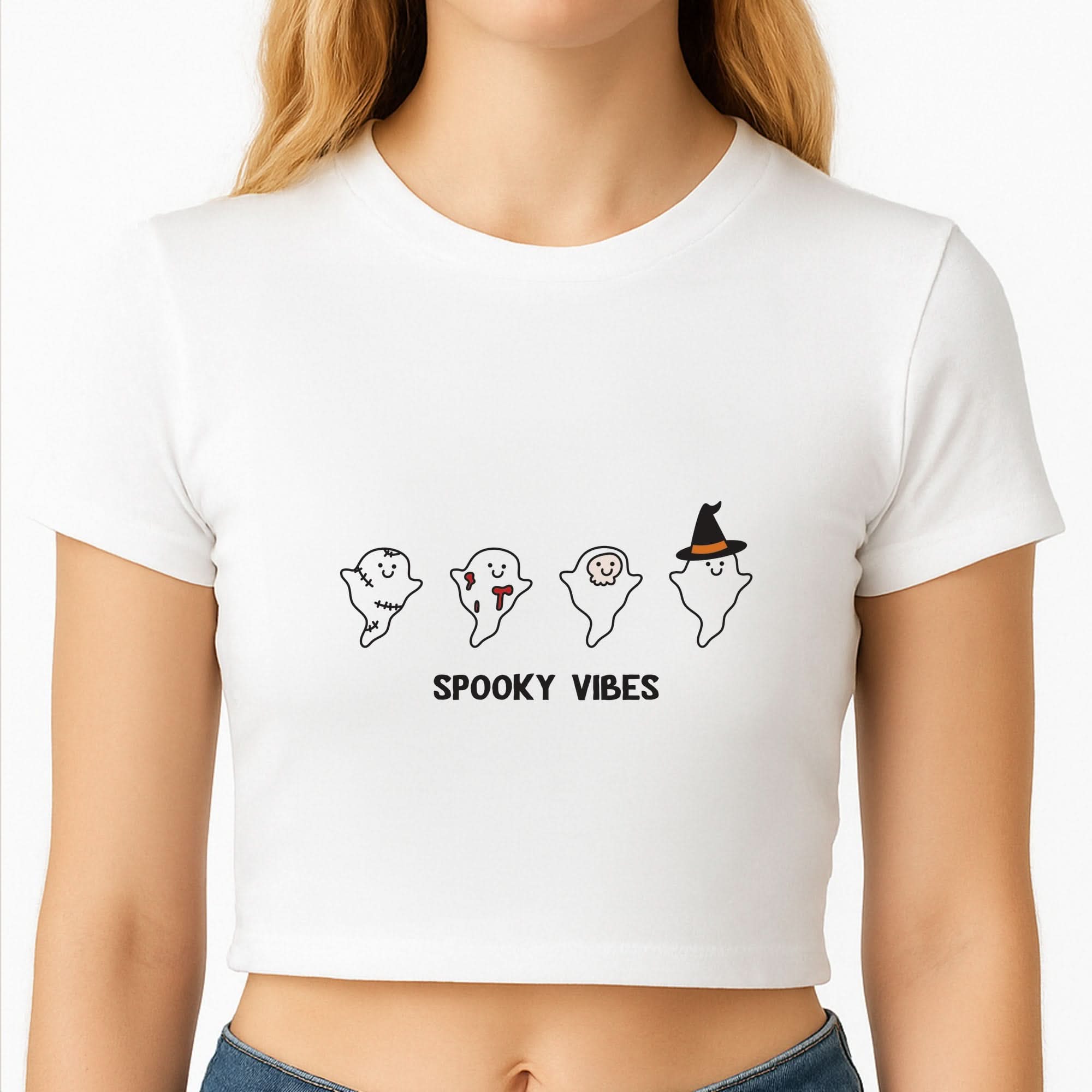 Spooky Vibes Ghosties II Crop Top