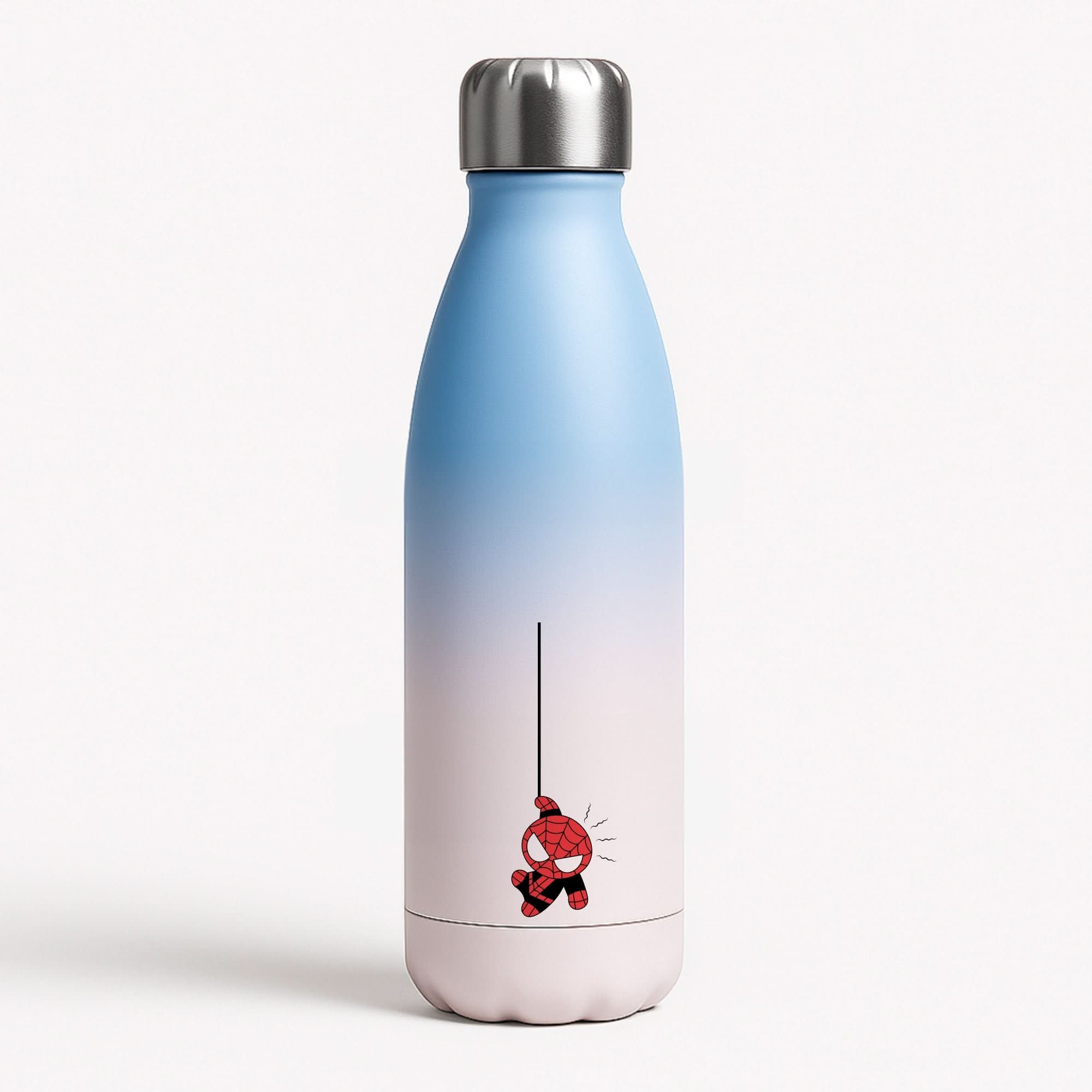 Gray Hanging Spider Hero Blue Water Bottle