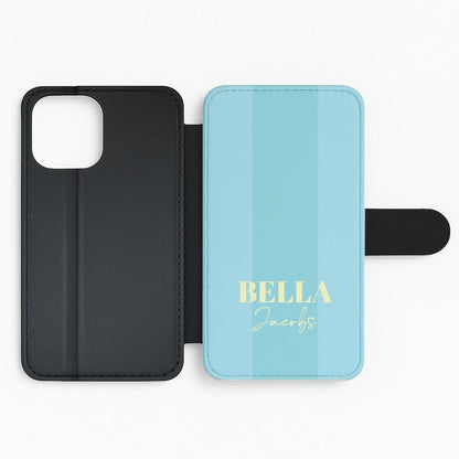 Blue Stripe Personalised Name Flip Phone Case
