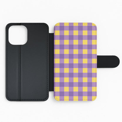 Purple And Yellow Checkered Pattern Flip Phone Case
