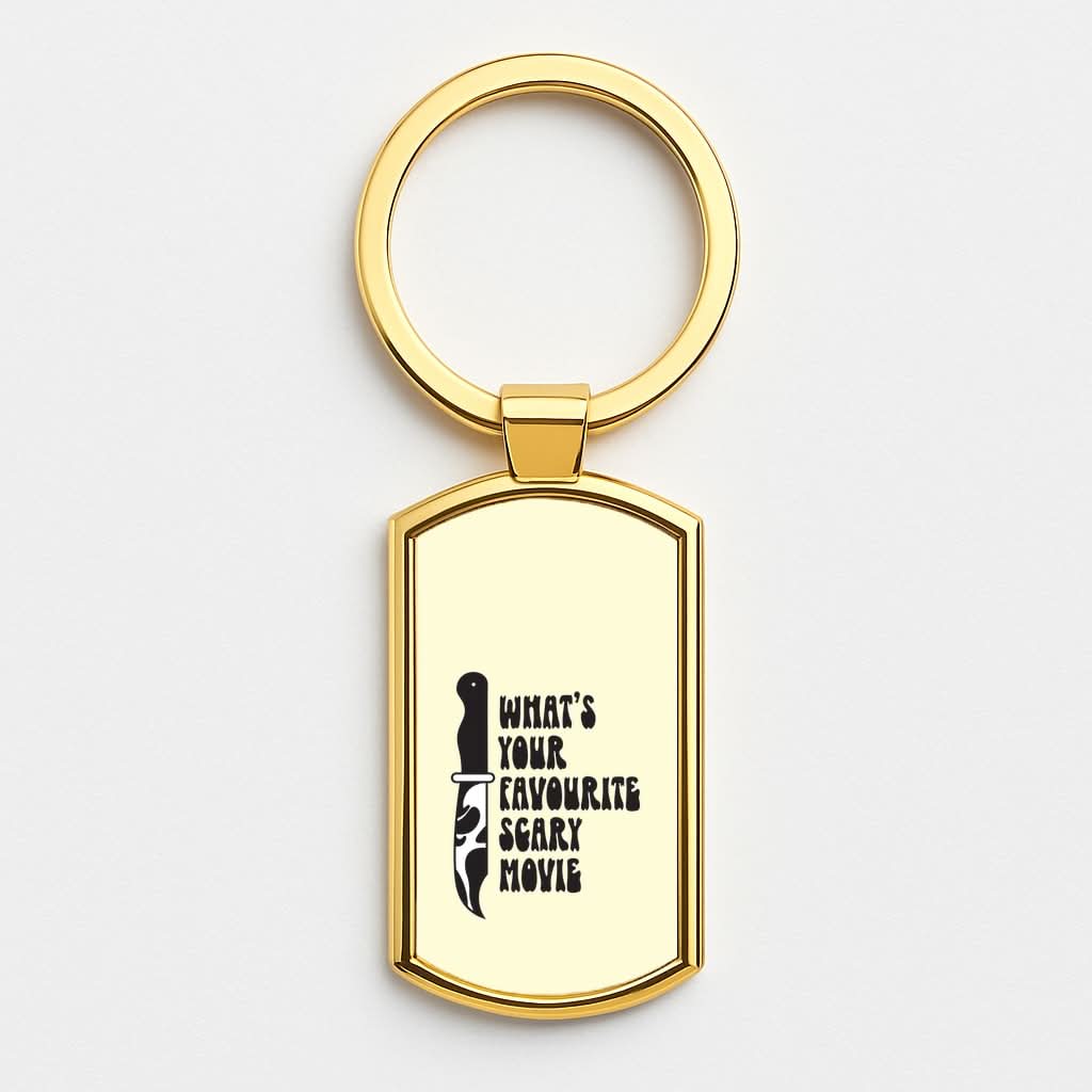 What's Your Favourite Scary Movie Trippy Gold Keyring