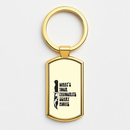 What's Your Favourite Scary Movie Trippy Gold Keyring