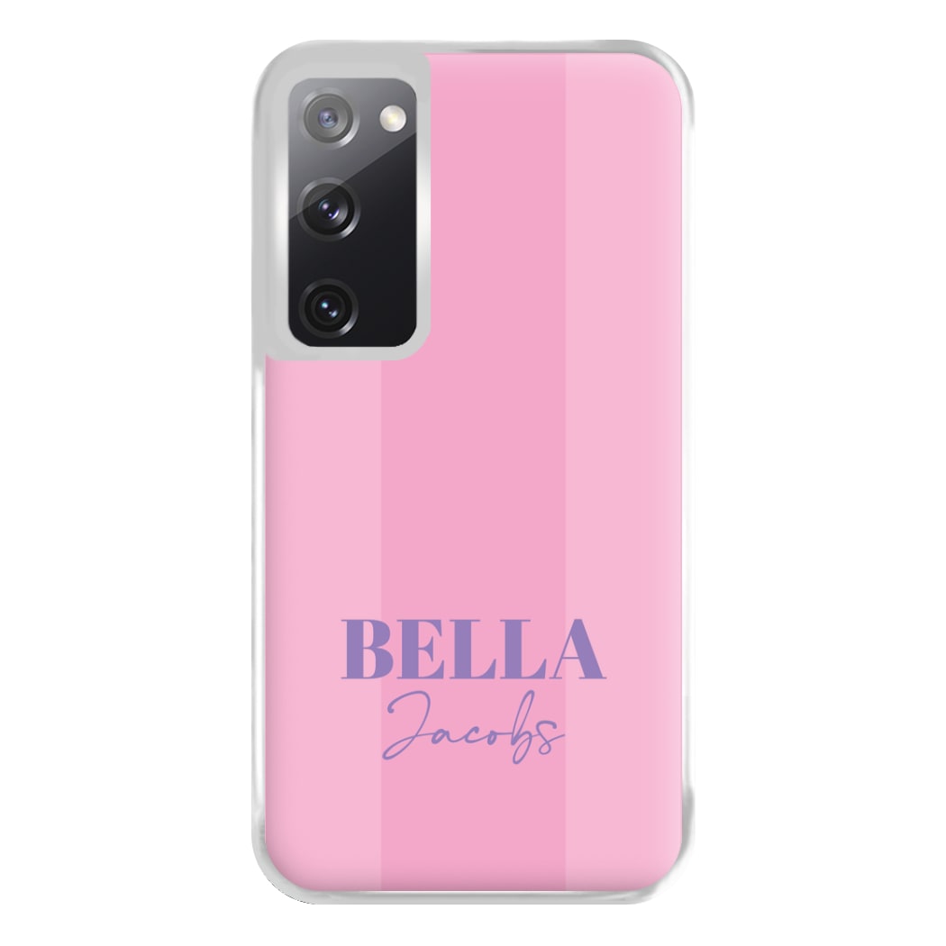 Pink Stripe Personalised Name Galaxy S20FE Case