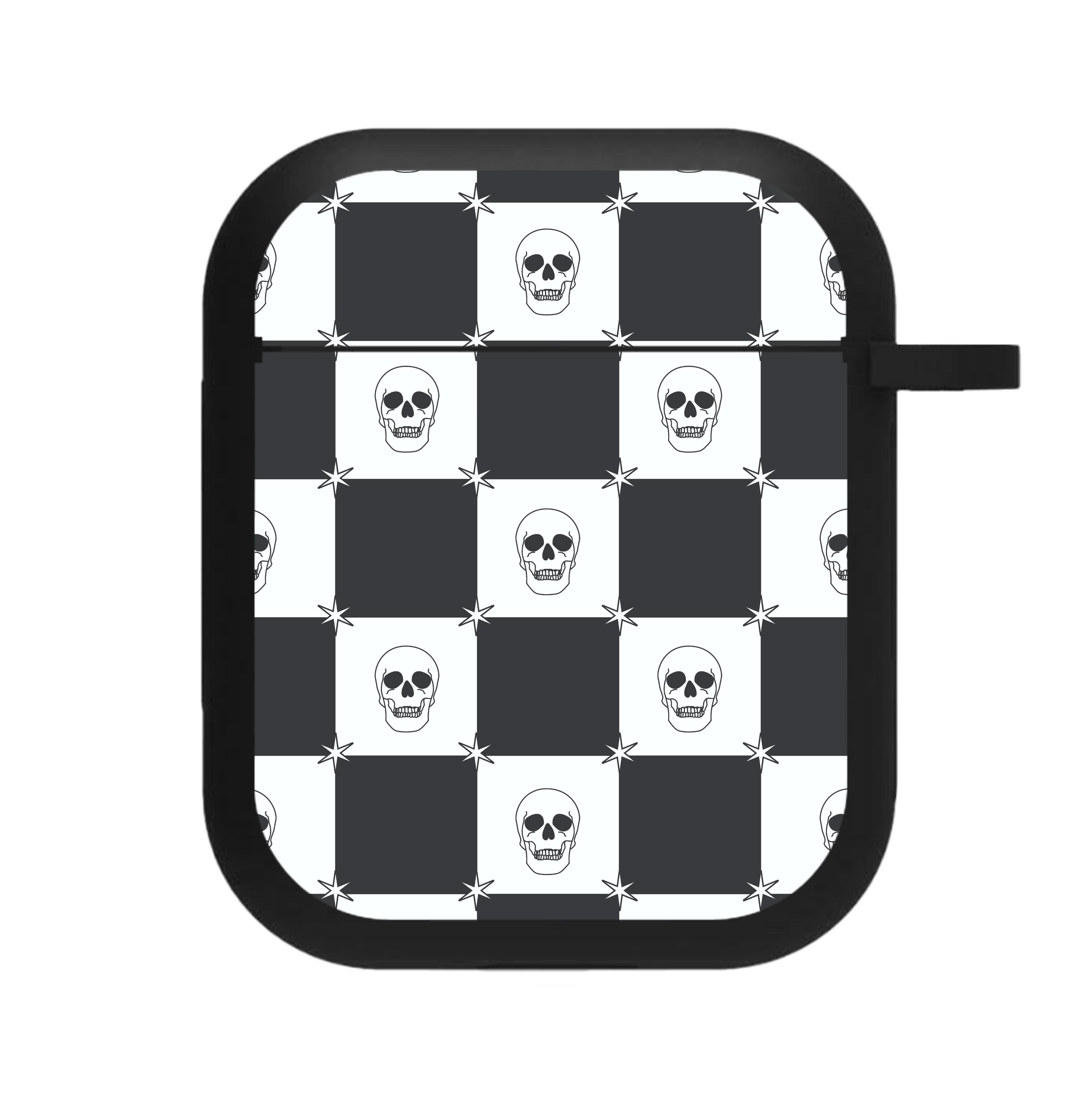 Checkered Skulls Pattern AirPods Case