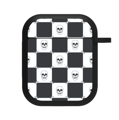 Checkered Skulls Pattern AirPods Case