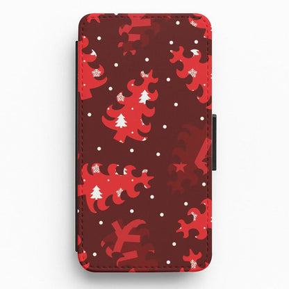 Wrapping Paper Christmas Tree Pattern Flip / Wallet Phone Case