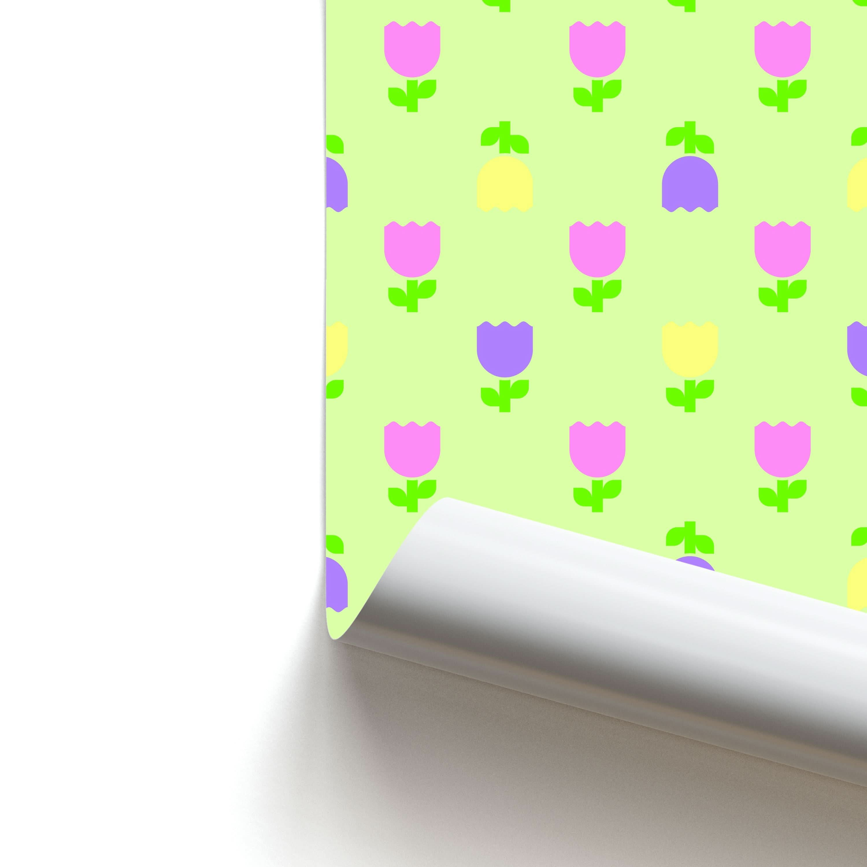 Pastel Tulips Pattern Poster