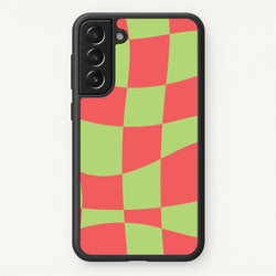 Abstract Red And Green Christmas Pattern Galaxy S21 Plus Case
