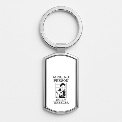 Missing Person Holly Silver Metal Keyring
