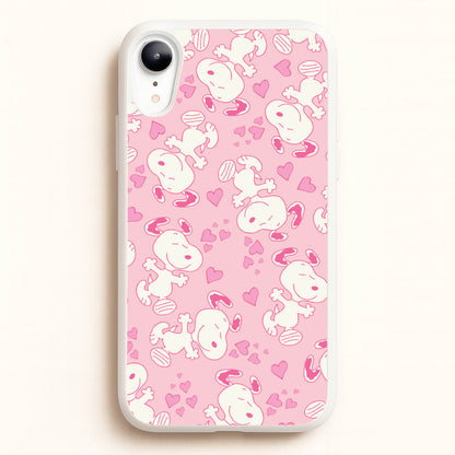 Cartoon Beagle Valentine Hearts Pattern iPhone XR Case
