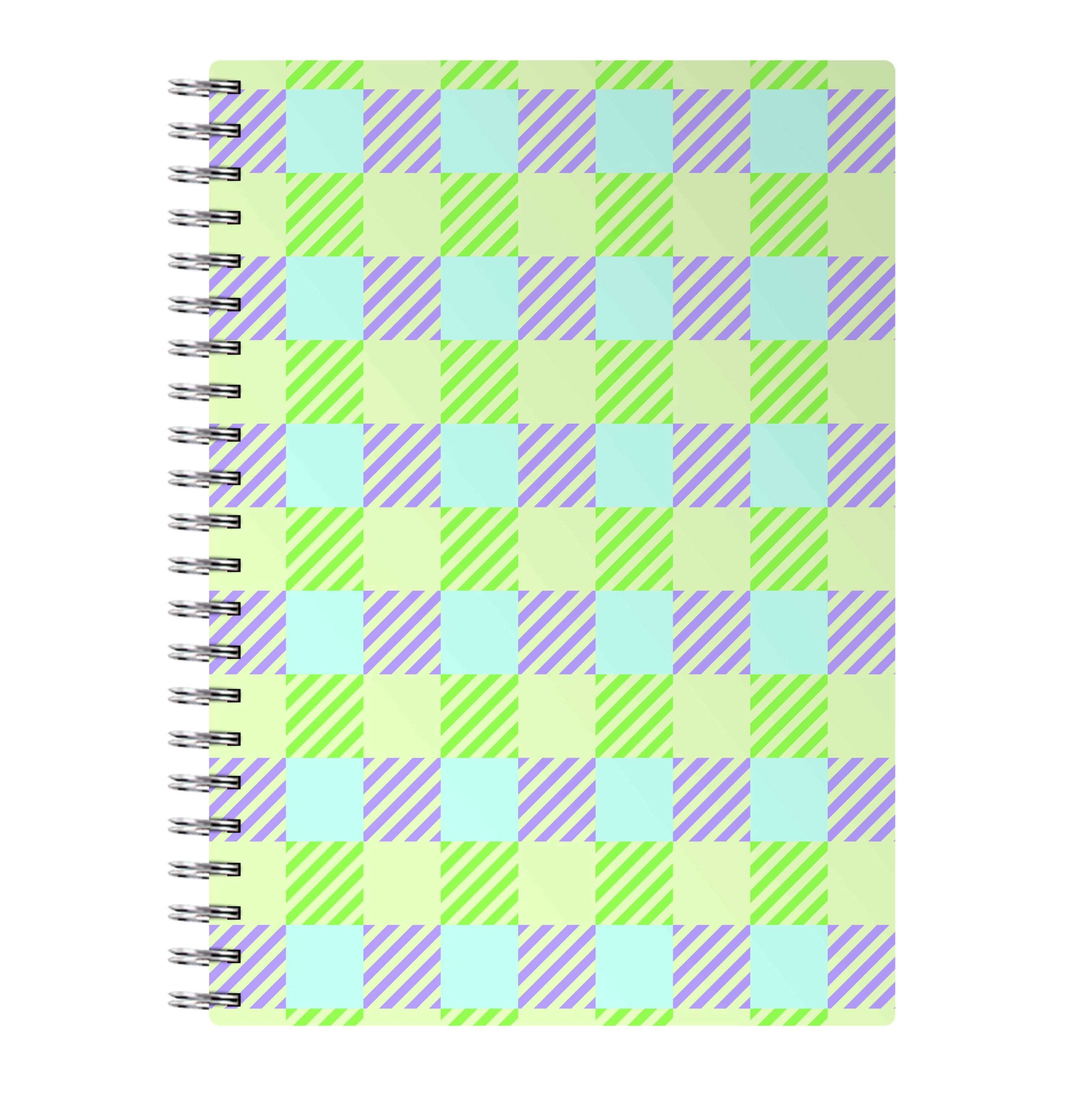 Green And Purple Checkered Notebook