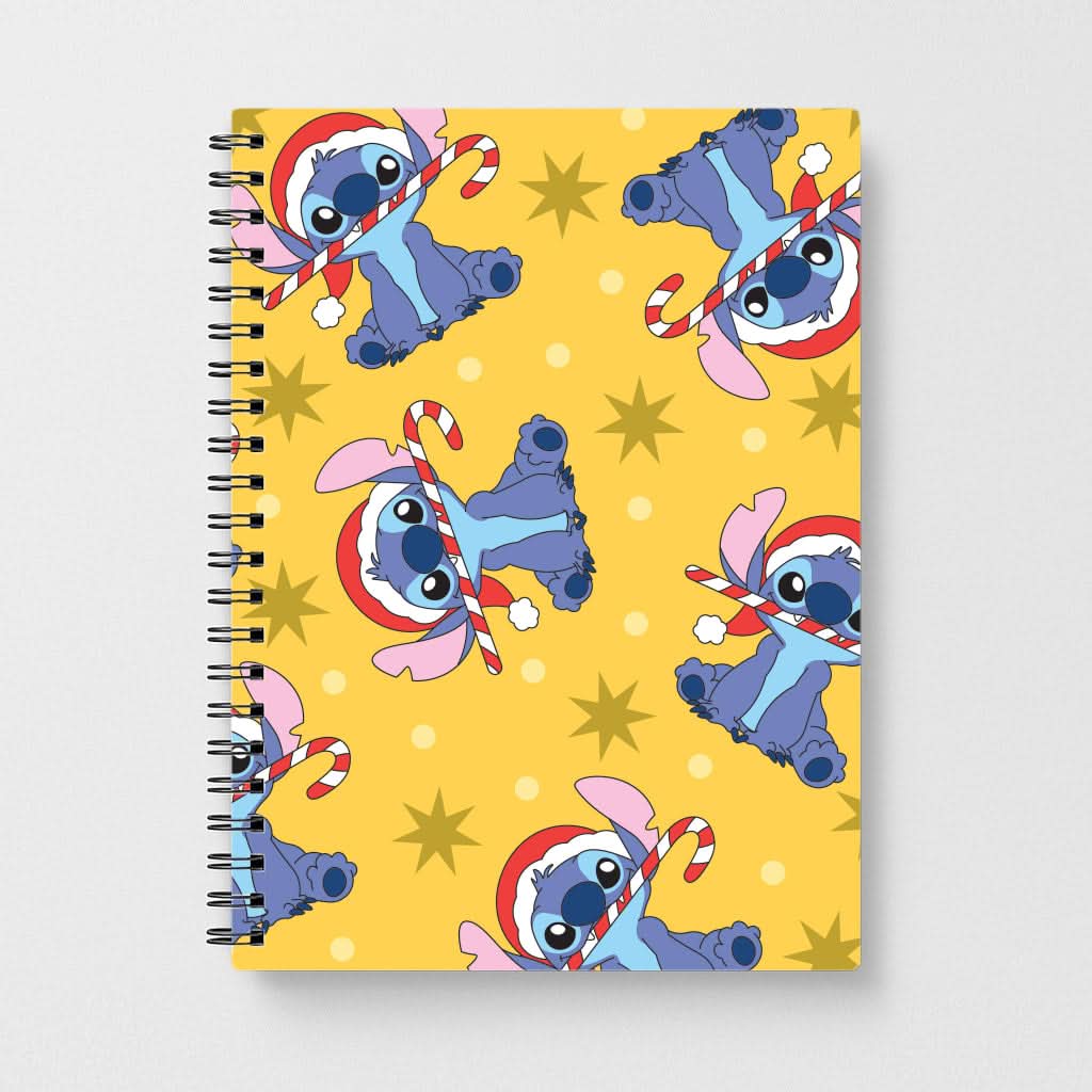 Cute Blue Alien Candycane Christmas Pattern Notebook