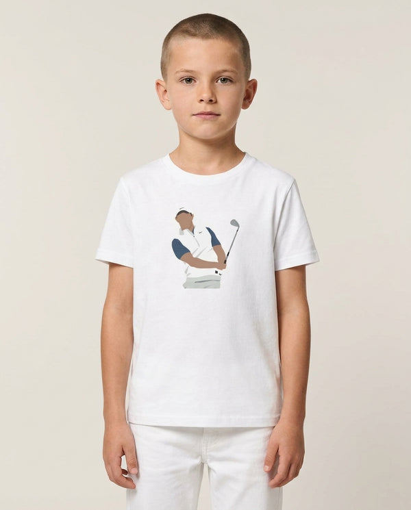 Mcllroy - Golf Kids T-Shirt — White Front, worn