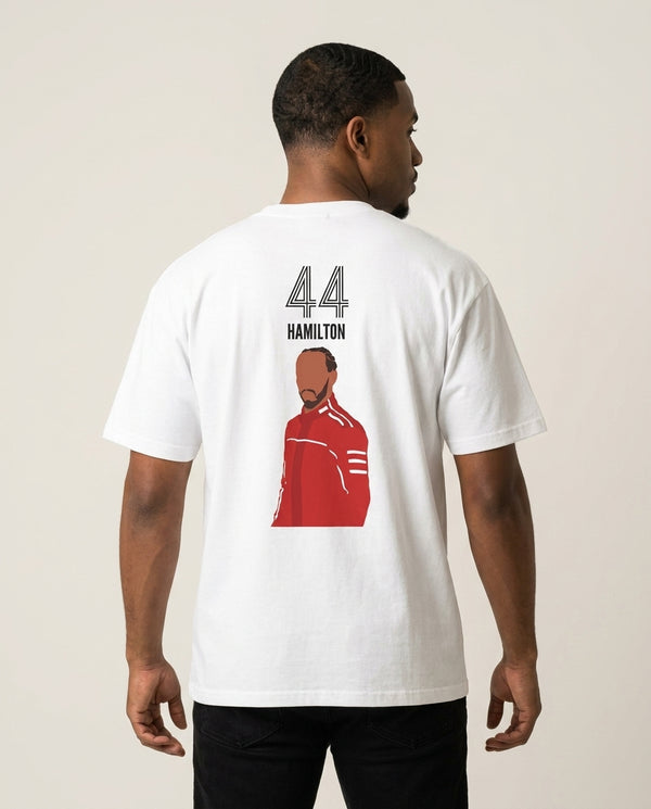 Hamilton 2026 T-Shirt — White Back, worn