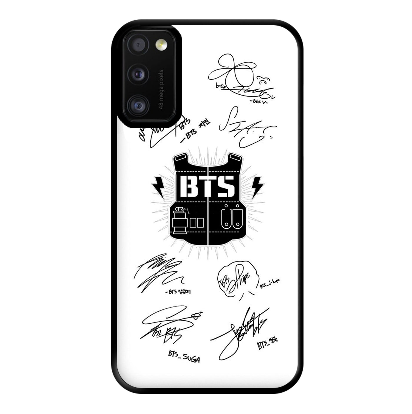 White BTS Army Logo and Signatures Phone Case