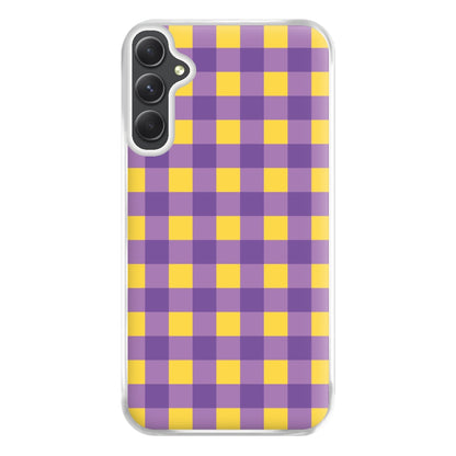 Purple And Yellow Checkered Pattern Galaxy A54 Case