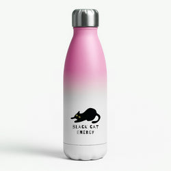 Black Cat Energy Pink Water Bottle