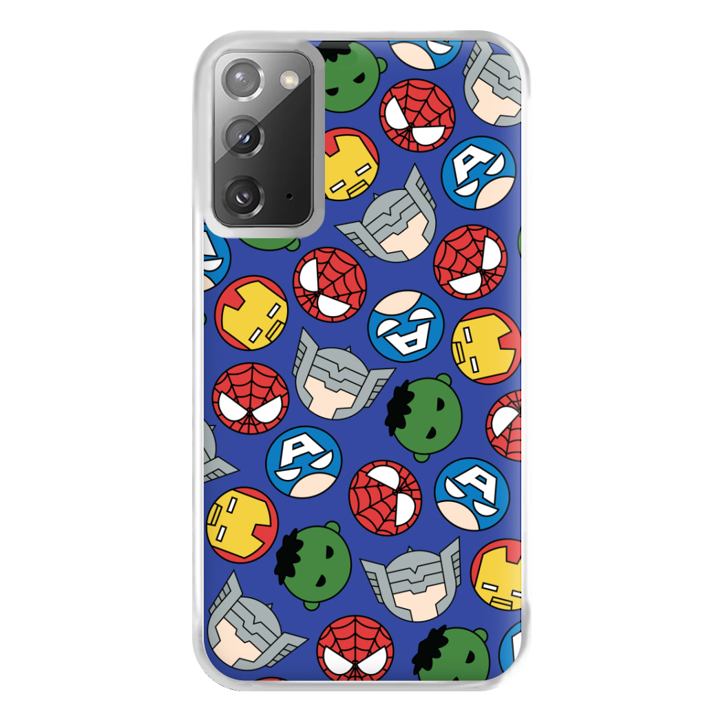 Cute Chibi Heroes Pattern Blue Galaxy Note 20 Case