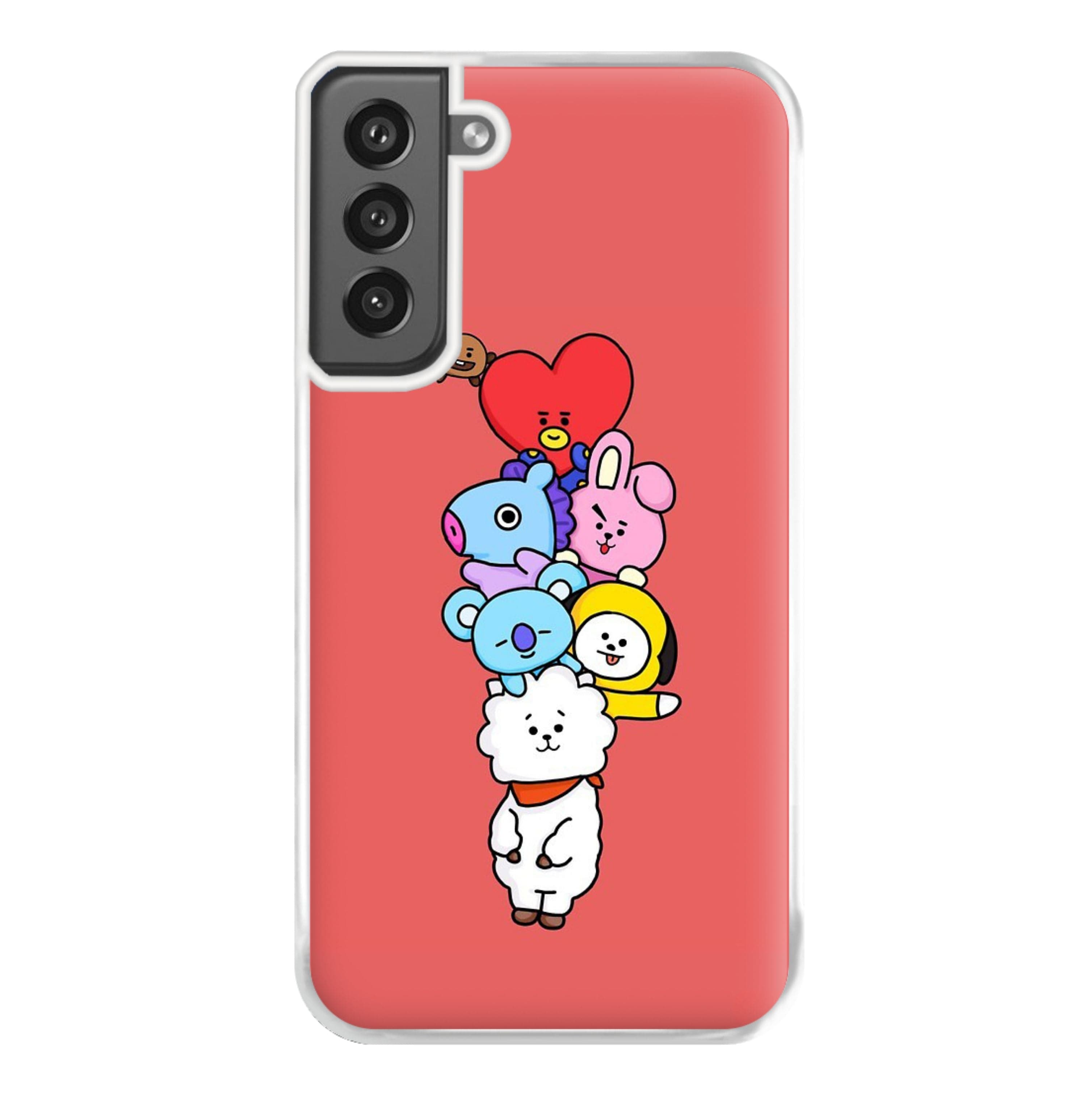 Red BT21 - RJ, Mang, Koya, Chimmy, Cooky, Shooky, Tata - K Pop Phone Case