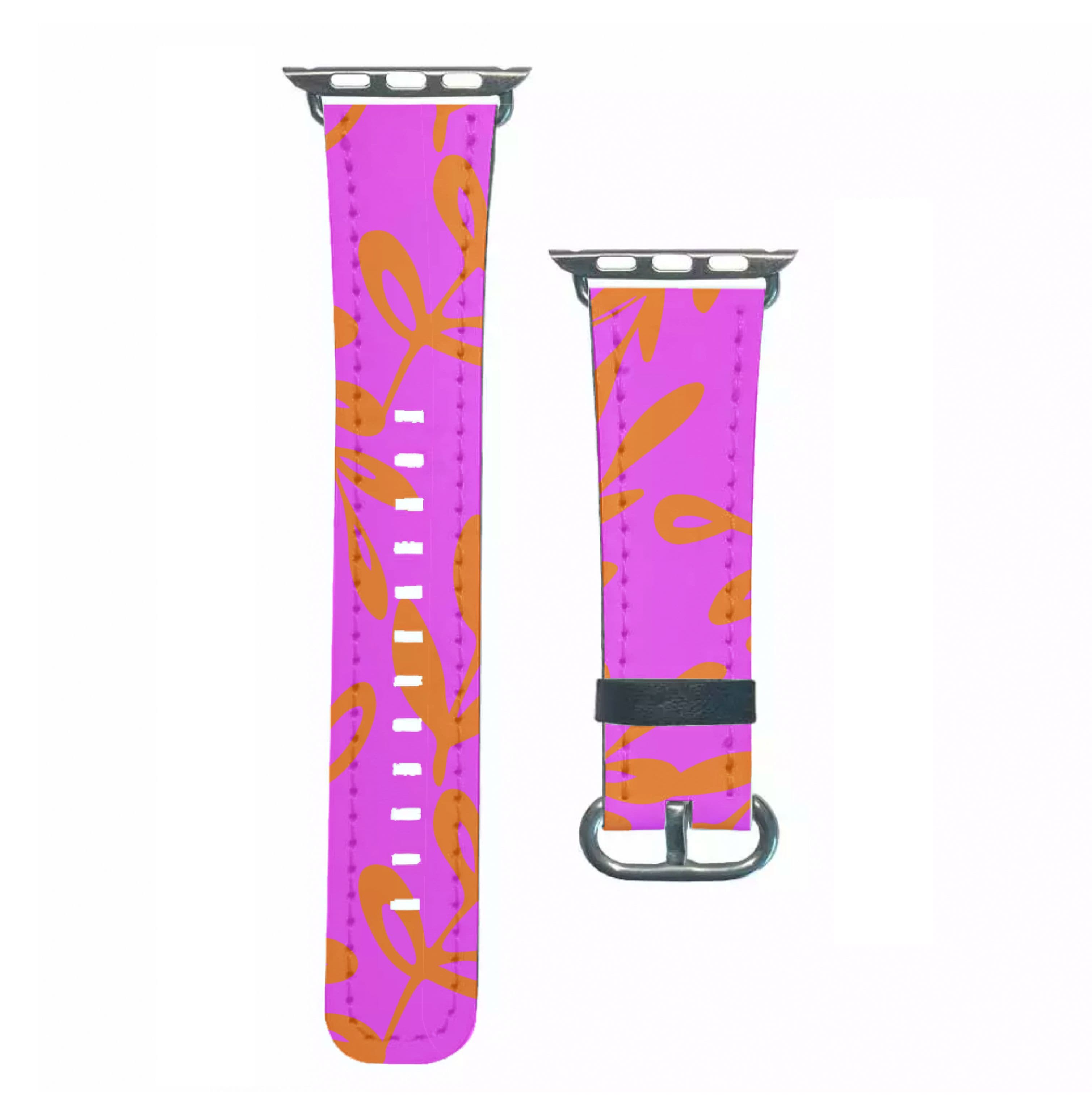 Pink & Orange Leaves - Foliage Apple Watch Strap