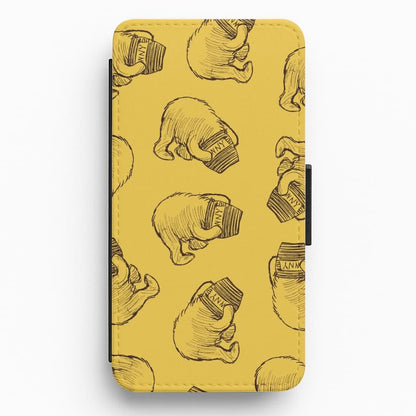 Winnie Honey Pot Pattern Flip / Wallet Phone Case