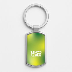 Taurus Vibes Gradient Zodiac Silver Metal Keyring