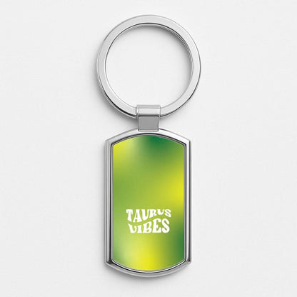 Taurus Vibes Gradient Zodiac Silver Metal Keyring
