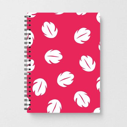 Red And White Cartoon Leaves Pattern Notebook