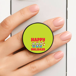 Happy Holidays Cute Green Aliens Phone Grip