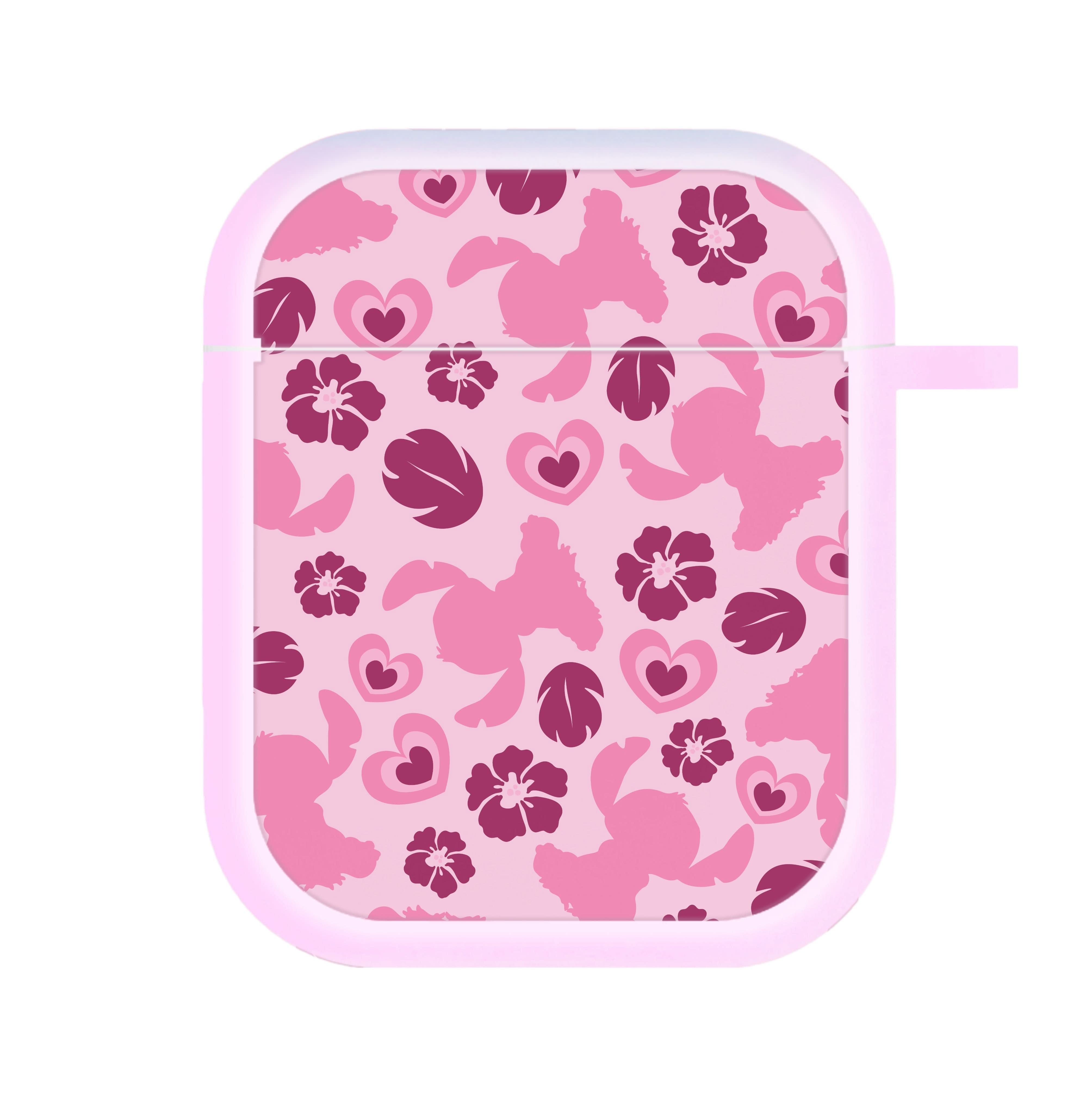 Pink Alien Silhouette Pattern AirPods Case