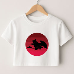 Red Sunset Dragon Crop Top