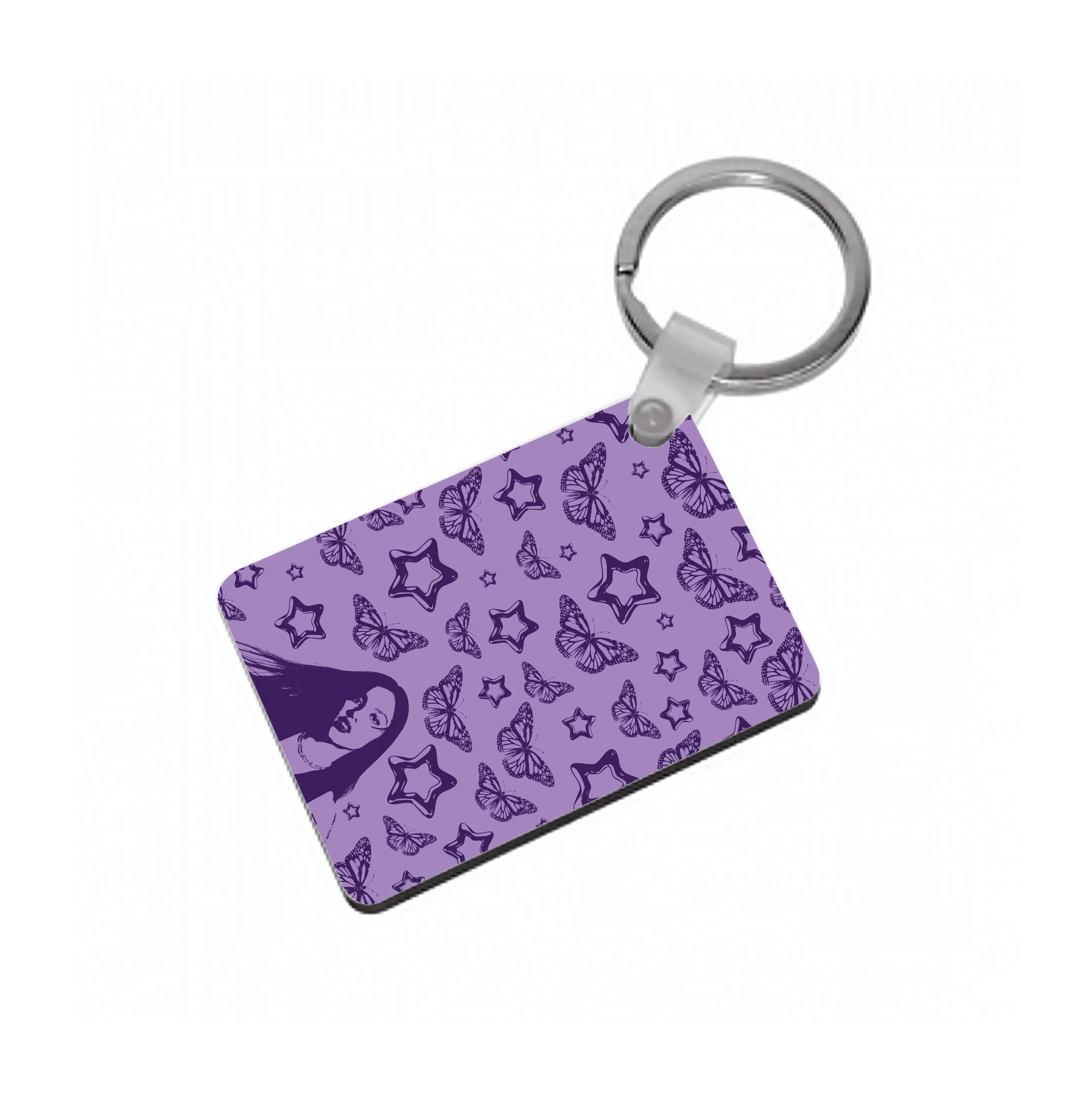 Stars And Butterflies Pattern Keyring