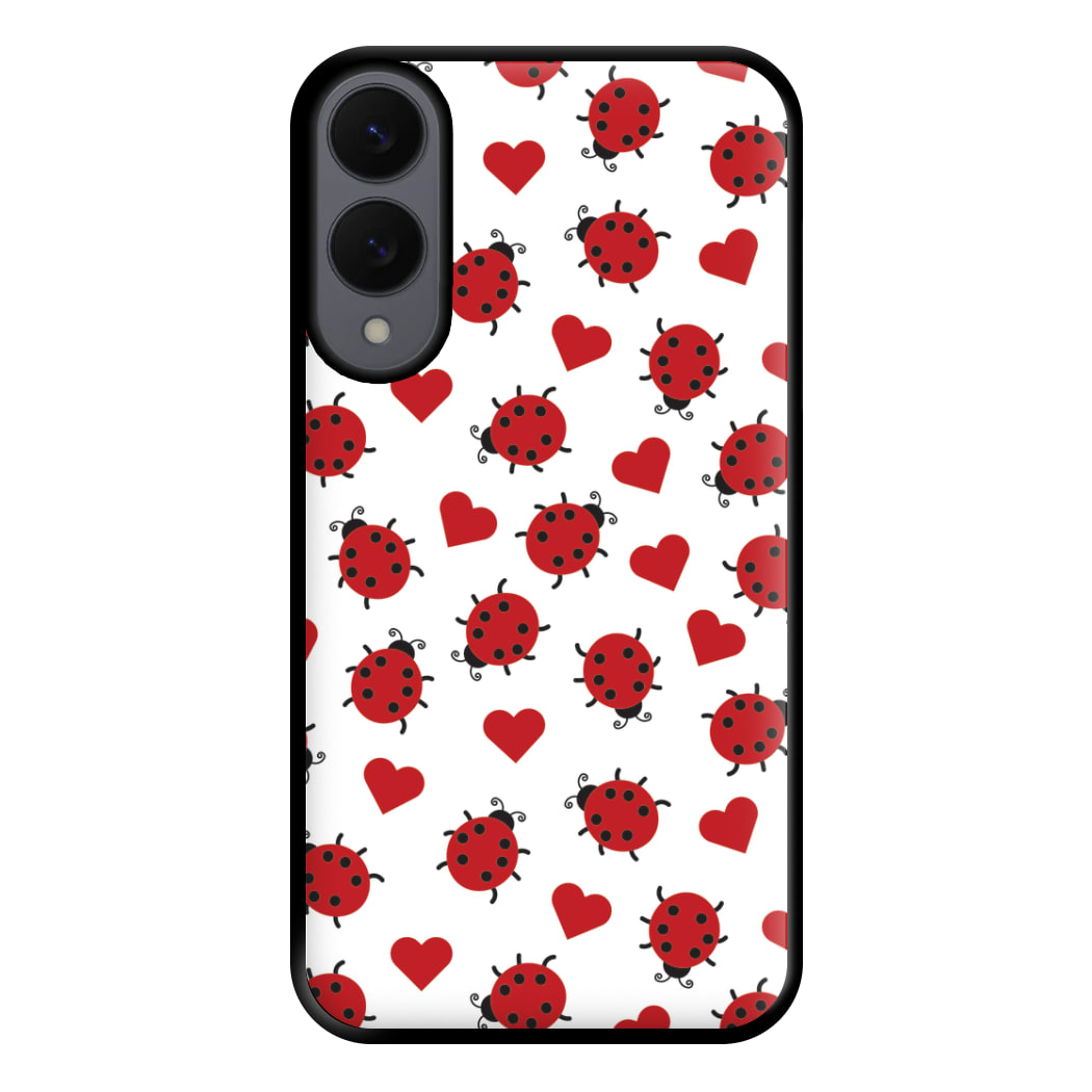 Ladybugs And Hearts Pattern Galaxy S25 Edge Case