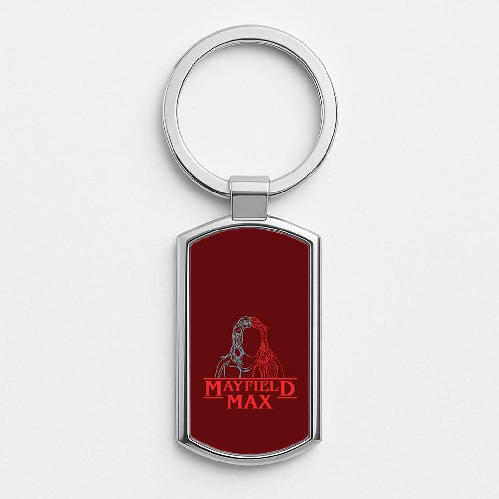 Blue And Red Max Silver Metal Keyring