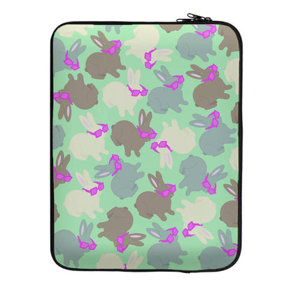 Bunny With Glasses Pattern Laptop Sleeve