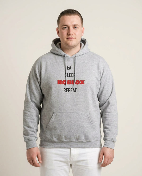 Eat, sleep, repeat Hoodie — Grey Front, worn