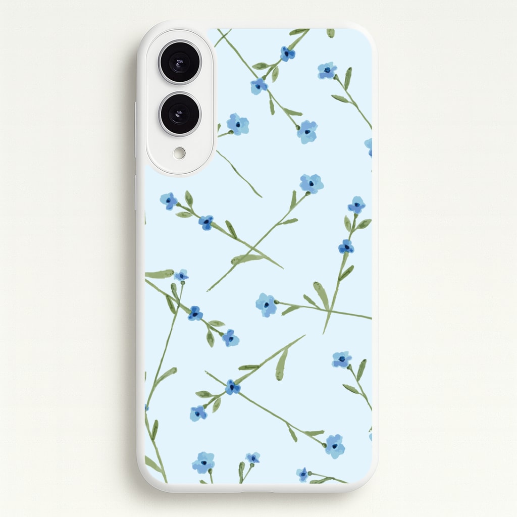 Baby Blue Floral Pattern Galaxy S25 Edge Case
